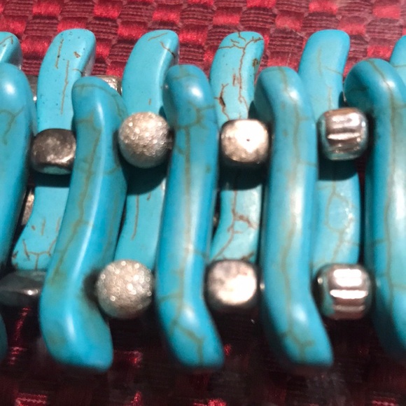 Turquoise and silver adjustable bracelet - Picture 1 of 2